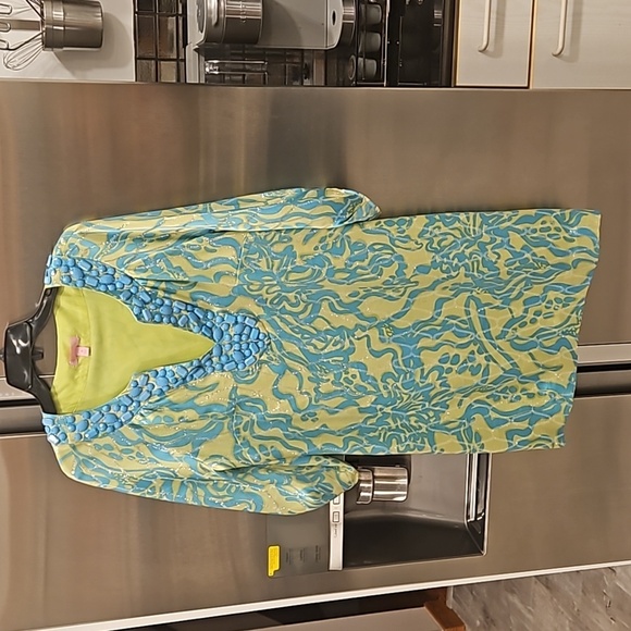 💕LILLY PULITZER💕 Alice Dress ~ Lurex Shine Lush Green Wild Orchid Print 10 - Picture 4 of 12